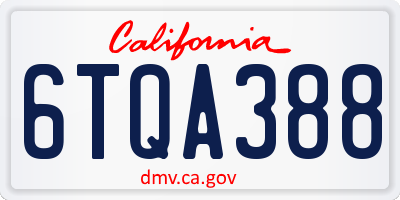 CA license plate 6TQA388