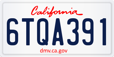 CA license plate 6TQA391