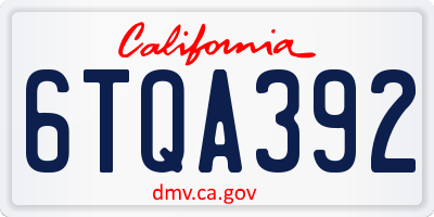 CA license plate 6TQA392