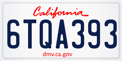 CA license plate 6TQA393