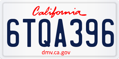 CA license plate 6TQA396