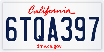 CA license plate 6TQA397