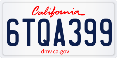 CA license plate 6TQA399