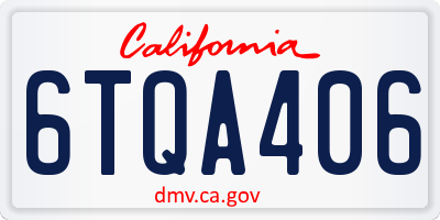 CA license plate 6TQA406