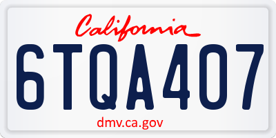 CA license plate 6TQA407