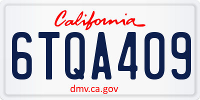 CA license plate 6TQA409