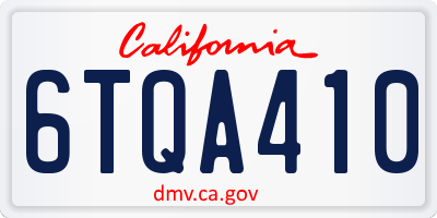 CA license plate 6TQA410