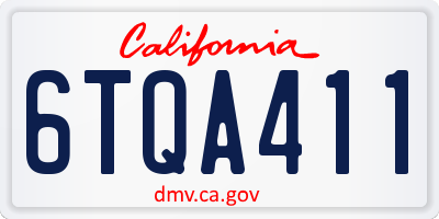 CA license plate 6TQA411