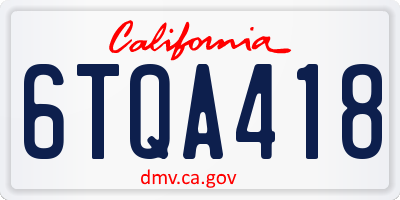 CA license plate 6TQA418