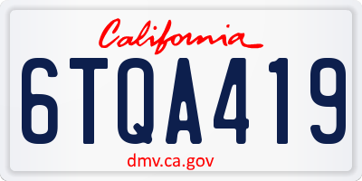 CA license plate 6TQA419