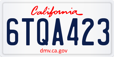 CA license plate 6TQA423