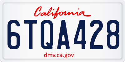 CA license plate 6TQA428