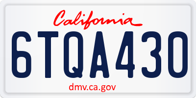 CA license plate 6TQA430