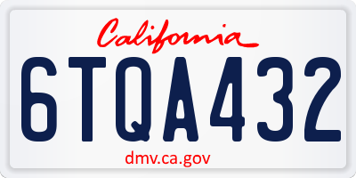 CA license plate 6TQA432