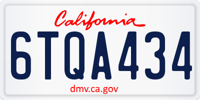 CA license plate 6TQA434