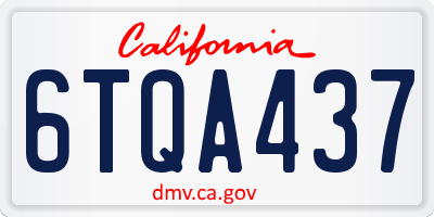 CA license plate 6TQA437
