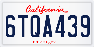 CA license plate 6TQA439