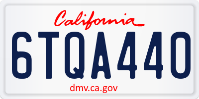 CA license plate 6TQA440