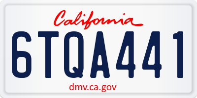 CA license plate 6TQA441