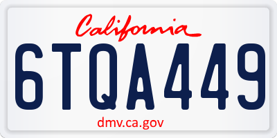 CA license plate 6TQA449