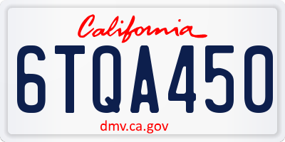 CA license plate 6TQA450