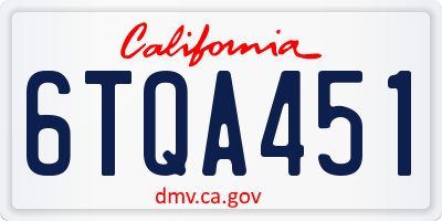 CA license plate 6TQA451