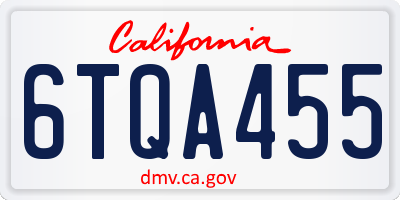 CA license plate 6TQA455