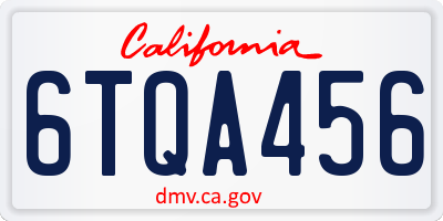 CA license plate 6TQA456