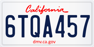 CA license plate 6TQA457