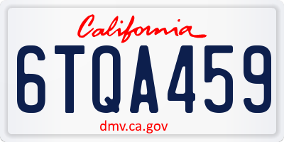 CA license plate 6TQA459