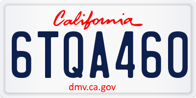 CA license plate 6TQA460