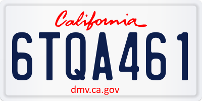 CA license plate 6TQA461