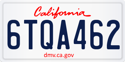 CA license plate 6TQA462