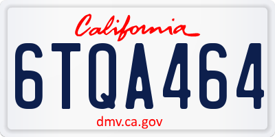 CA license plate 6TQA464