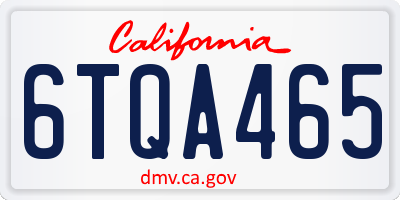 CA license plate 6TQA465