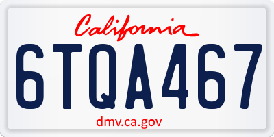 CA license plate 6TQA467