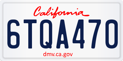 CA license plate 6TQA470