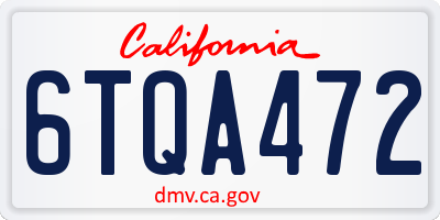 CA license plate 6TQA472