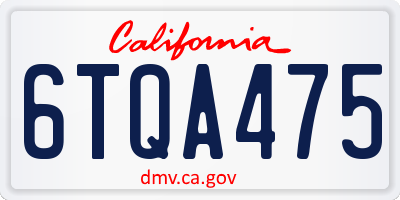 CA license plate 6TQA475