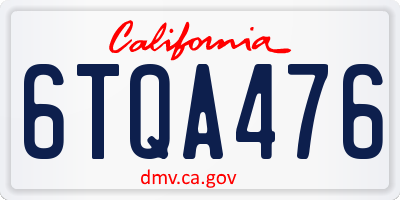 CA license plate 6TQA476