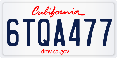 CA license plate 6TQA477