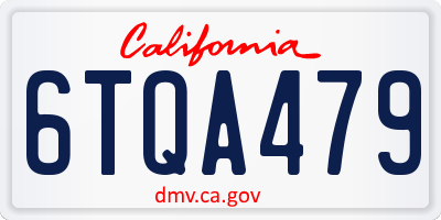 CA license plate 6TQA479