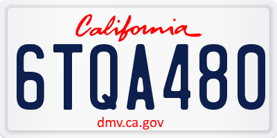 CA license plate 6TQA480