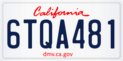 CA license plate 6TQA481