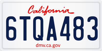 CA license plate 6TQA483