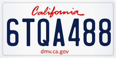 CA license plate 6TQA488