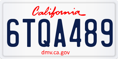 CA license plate 6TQA489