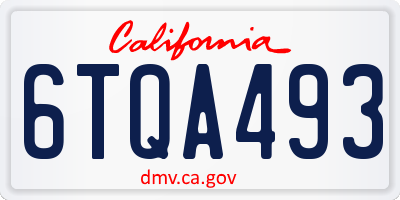 CA license plate 6TQA493
