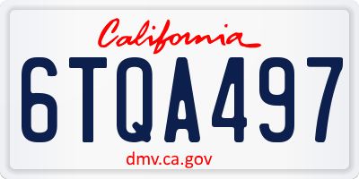 CA license plate 6TQA497