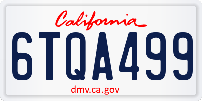 CA license plate 6TQA499
